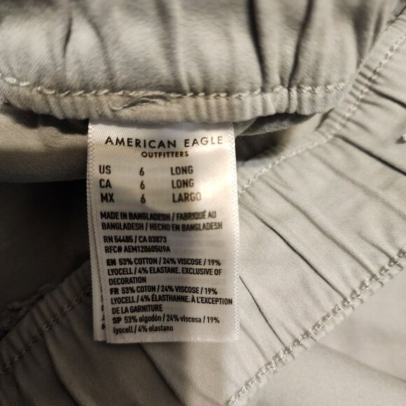 American Eagle Sz 6 Long Women Gray Jogger Pants  Elastic Waist Cotton Blend - Picture 3 of 12
